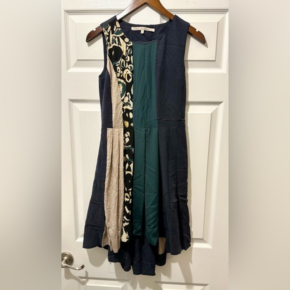 RACHEL RACHEL ROY XS Size 0 Navy Teal Ivory Sequins Retro Fit Flare Dress R $199 - Picture 3 of 14